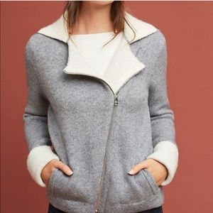 Anthropologie Gray and White Asymmetrical Utility Jacket